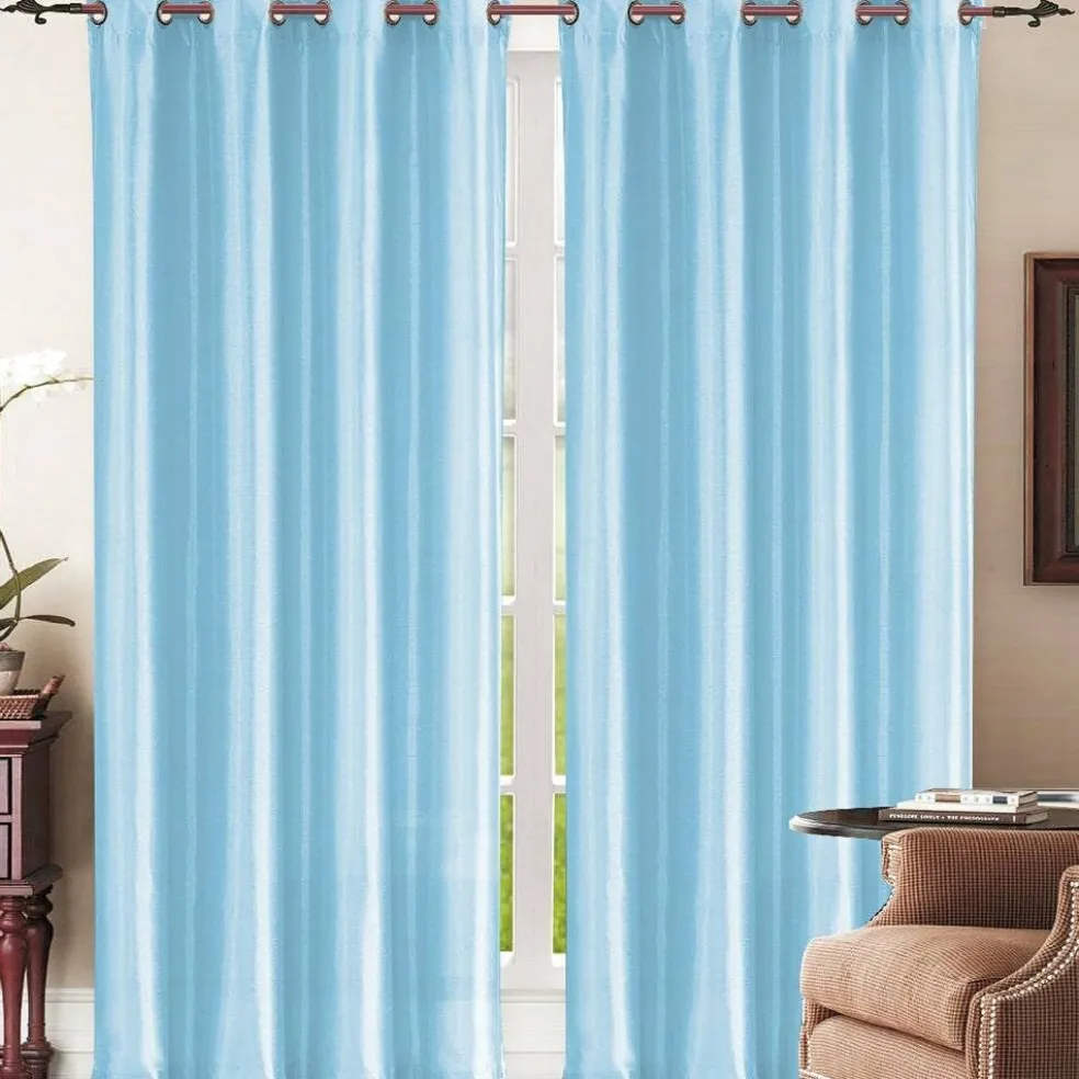 J&V TEXTILES 2 Panels Solid Grommet Faux Silk Window Curtain Drapes Treatment in 84" Length