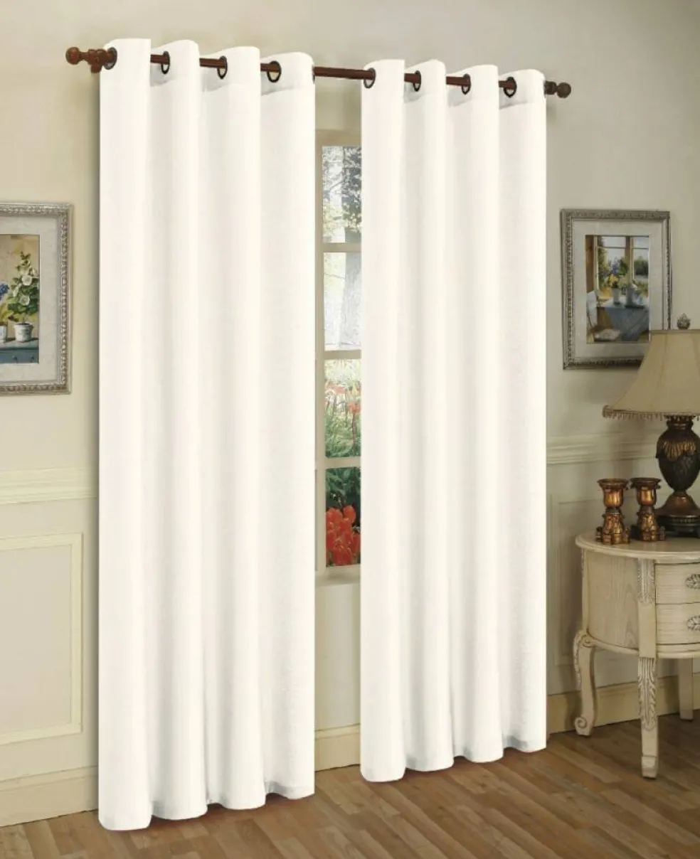 J&V TEXTILES 2 Panels Solid Grommet Faux Silk Window Curtain Drapes Treatment in 84" Length