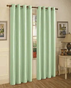 J&V TEXTILES 2 Panels Solid Grommet Faux Silk Window Curtain Drapes Treatment in 84