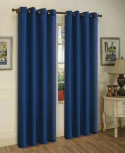 J&V TEXTILES 2 Panels Solid Grommet Faux Silk Window Curtain Drapes Treatment in 84