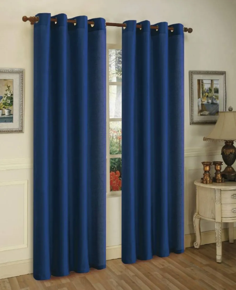 J&V TEXTILES 2 Panels Solid Grommet Faux Silk Window Curtain Drapes Treatment in 84" Length