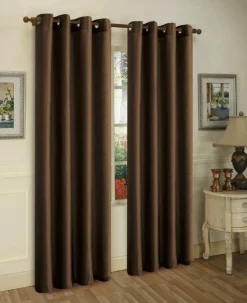 J&V TEXTILES 2 Panels Solid Grommet Faux Silk Window Curtain Drapes Treatment in 84