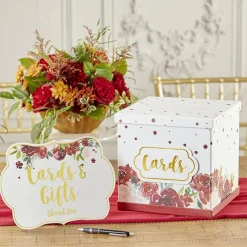 Kate Aspen® Burgundy Blush Floral Collapsible Card Box