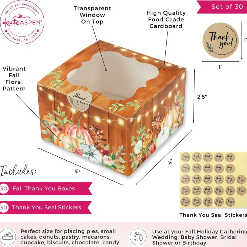 Kate Aspen Fall Cookie Boxes with Window & Seal Stickers, 30ct.