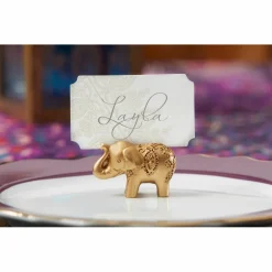 Kate Aspen® Lucky Golden Elephant Place Card Holder, 6ct.