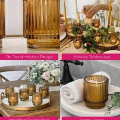 Kate Aspen® Ribbed Glass Votive Candle Holder Set