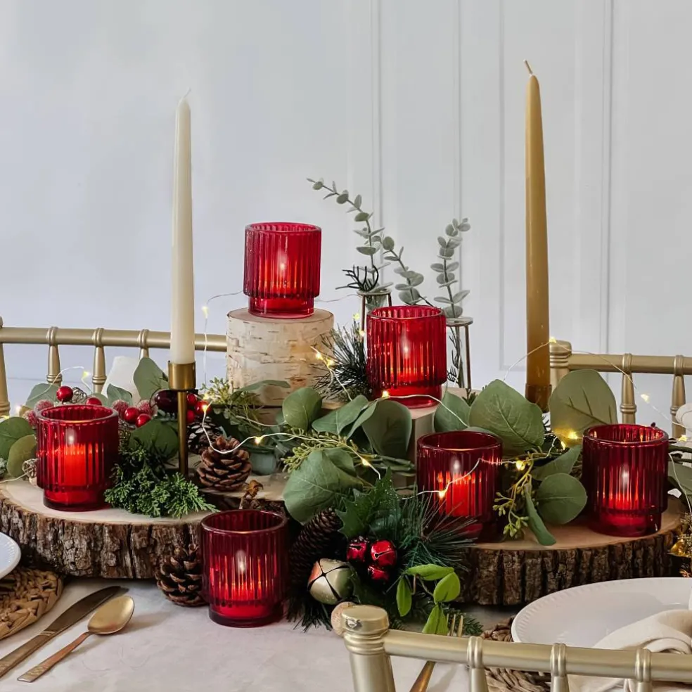 Kate Aspen® Ribbed Glass Votive Candle Holder Set