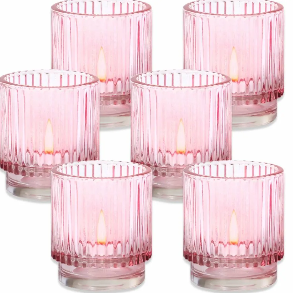 Kate Aspen® Ribbed Glass Votive Candle Holder Set