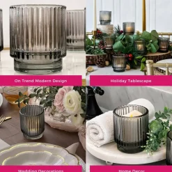Kate Aspen® Ribbed Glass Votive Candle Holder Set