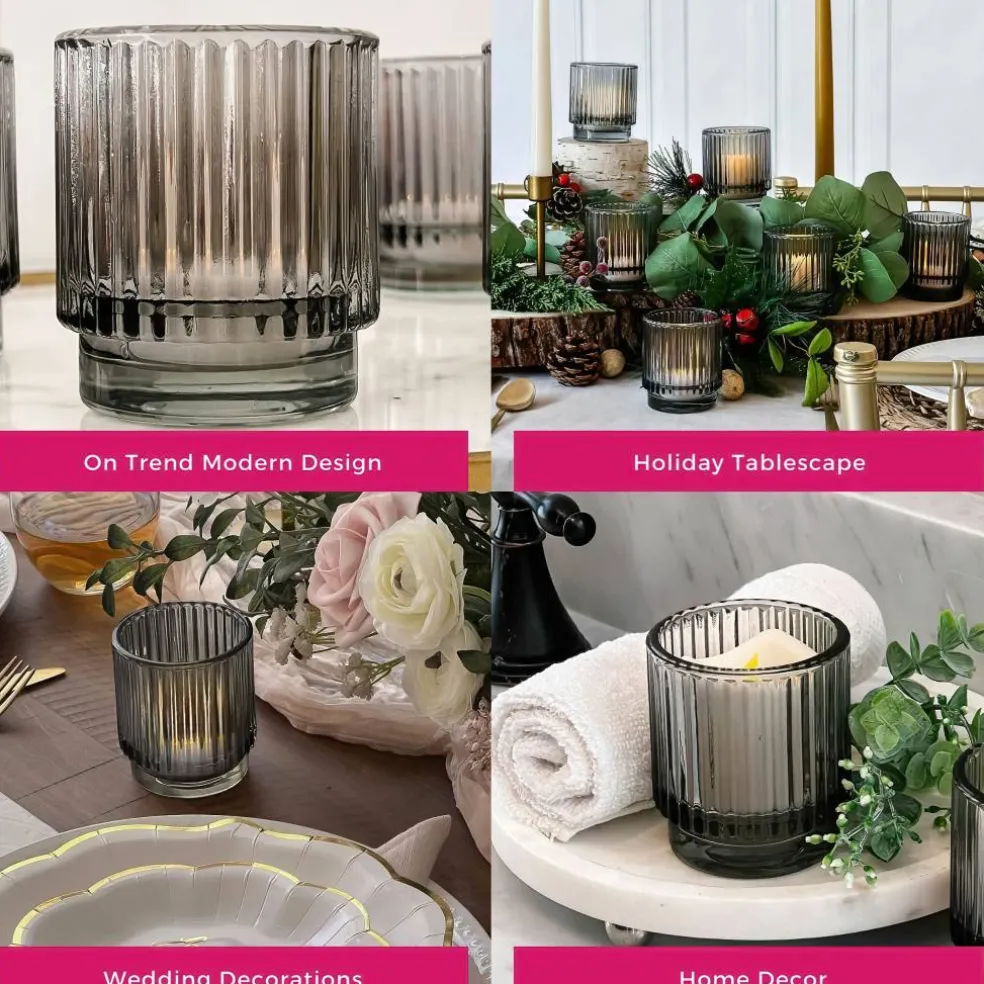 Kate Aspen® Ribbed Glass Votive Candle Holder Set