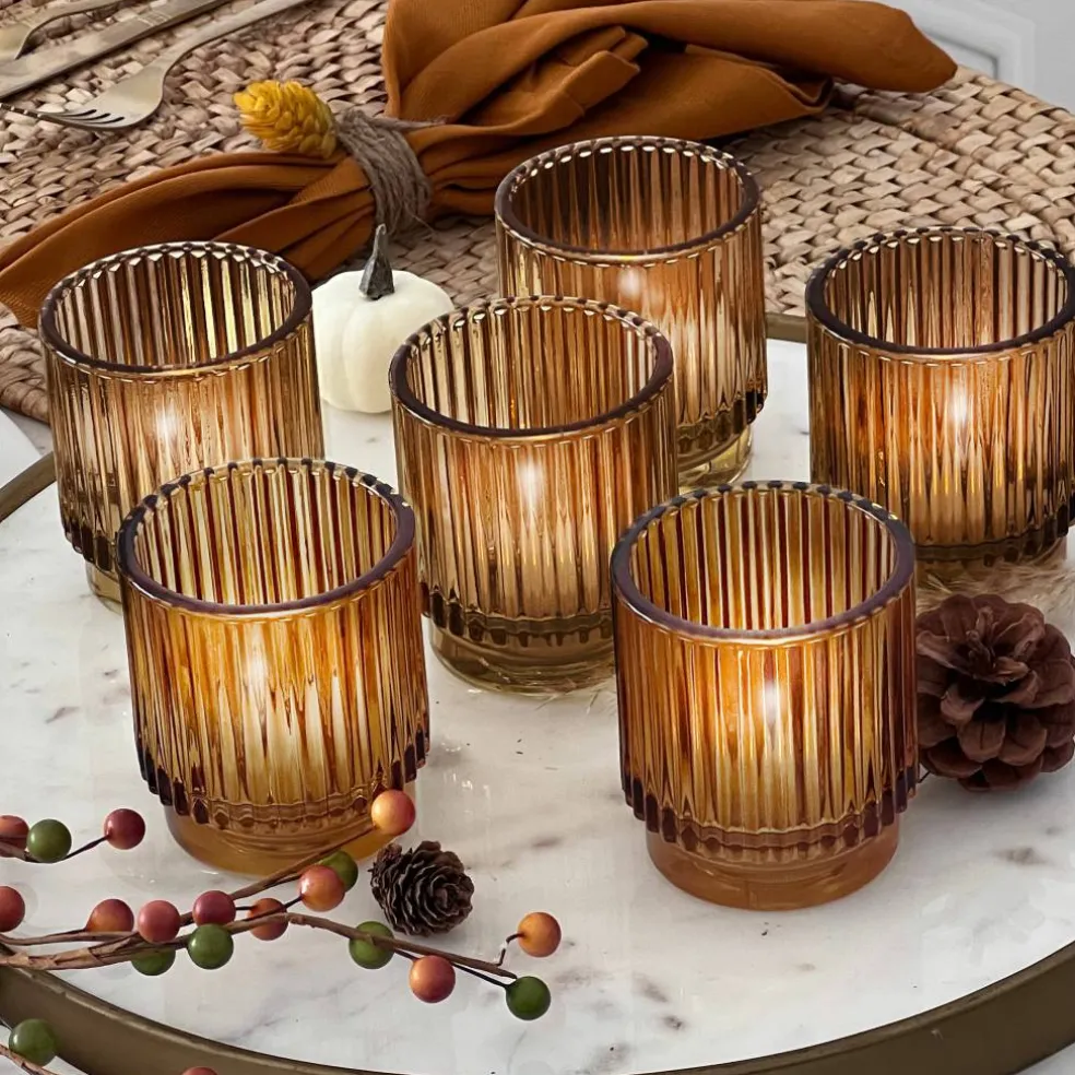 Kate Aspen® Ribbed Glass Votive Candle Holder Set