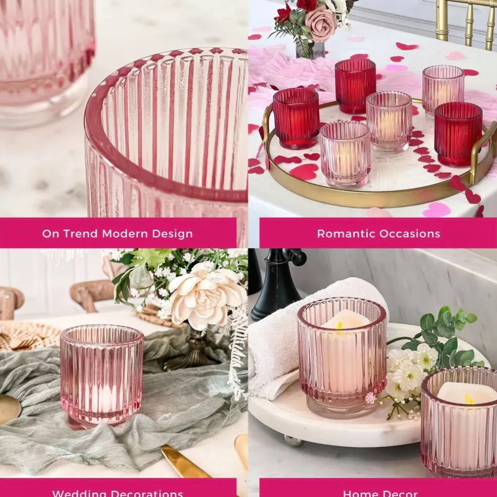 Kate Aspen® Ribbed Glass Votive Candle Holder Set