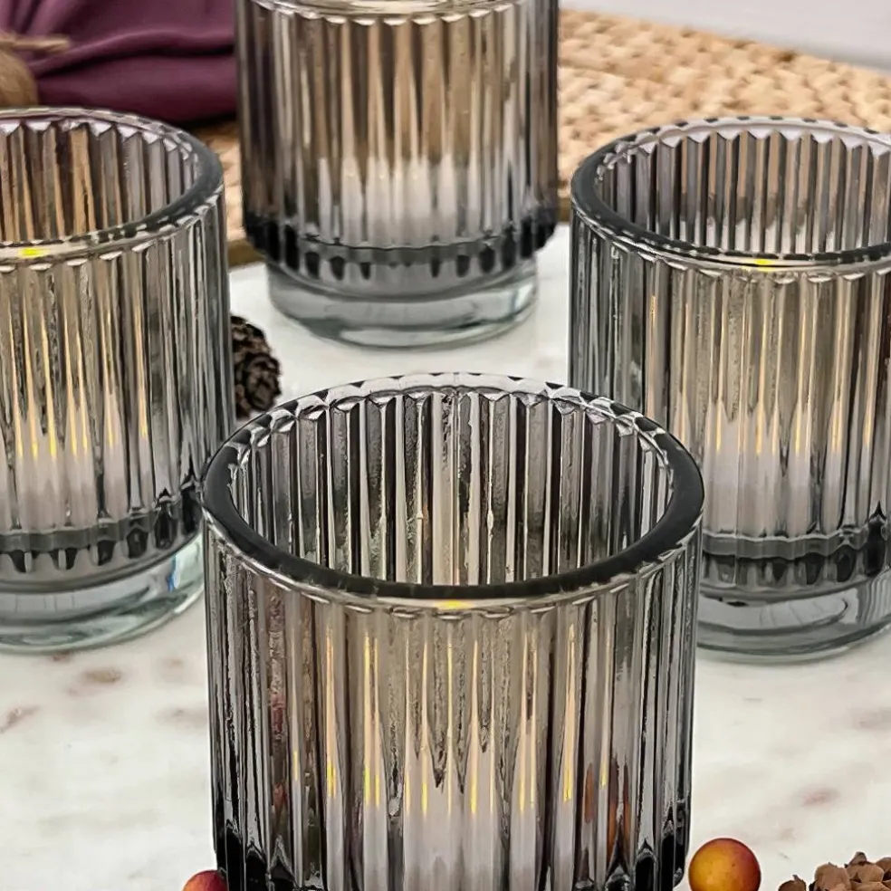 Kate Aspen® Ribbed Glass Votive Candle Holder Set