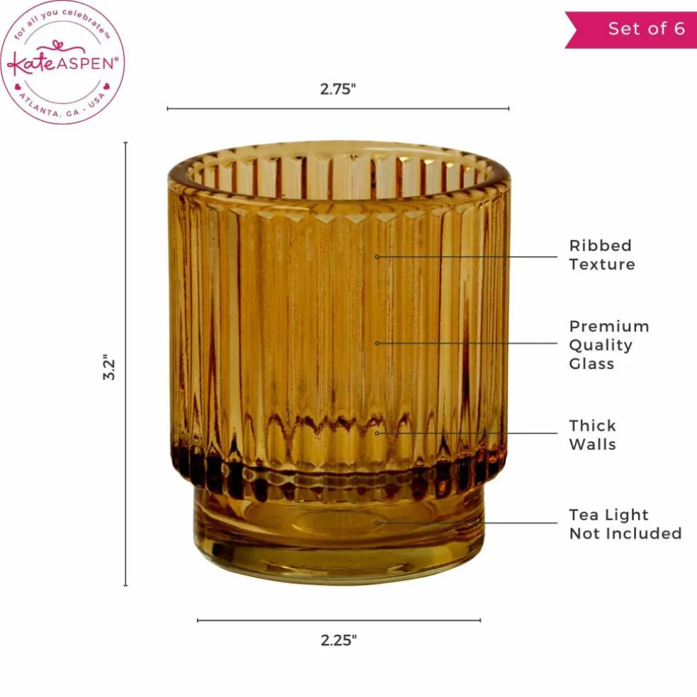 Kate Aspen® Ribbed Glass Votive Candle Holder Set