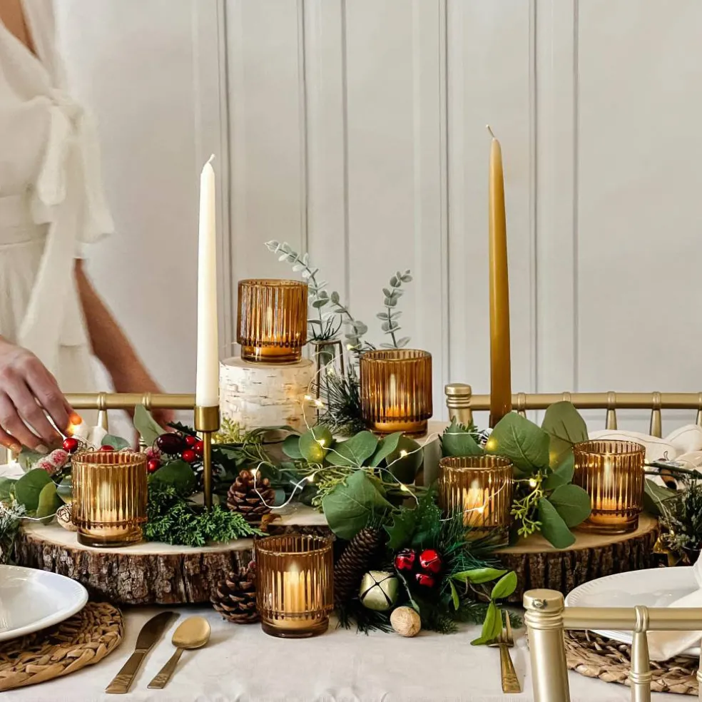 Kate Aspen® Ribbed Glass Votive Candle Holder Set