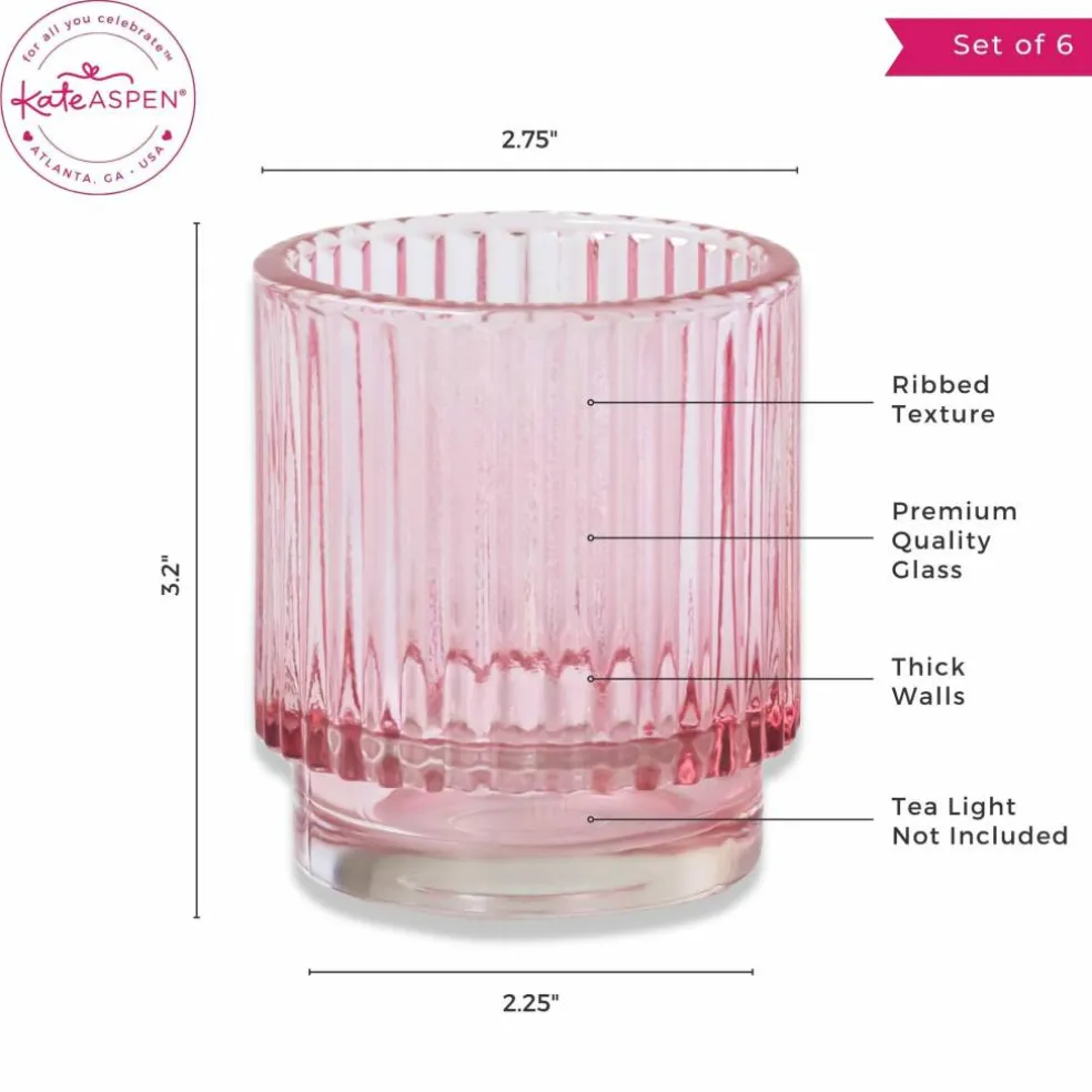 Kate Aspen® Ribbed Glass Votive Candle Holder Set
