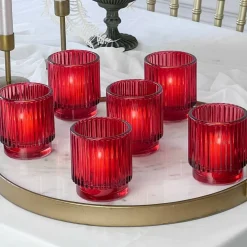 Kate Aspen® Ribbed Glass Votive Candle Holder Set