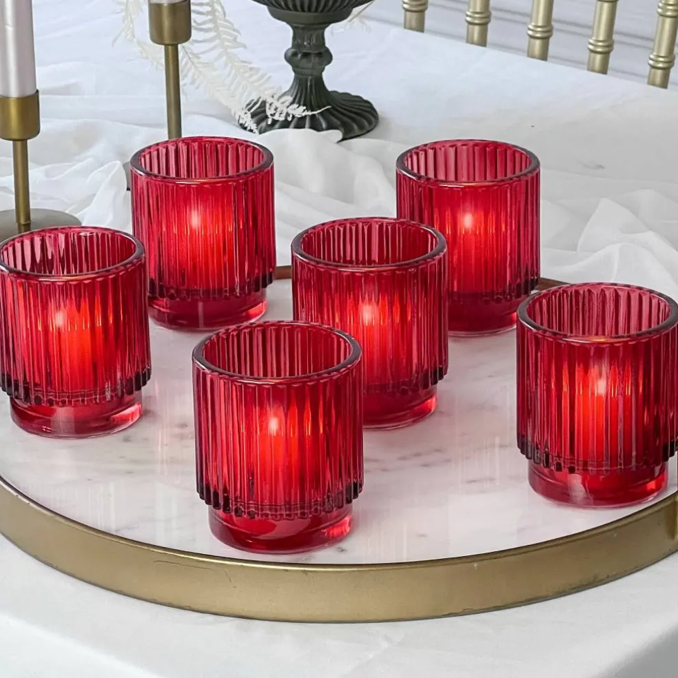 Kate Aspen® Ribbed Glass Votive Candle Holder Set