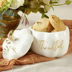 Kate Aspen White Thankful Pumpkin Decorative Bowl