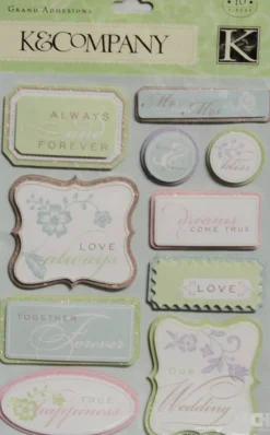 K & Company Wedding Tags Grand Adhesions Dimensional Stickers