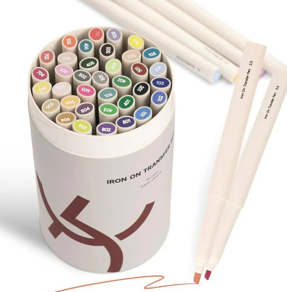 Kearing® Iron On Transfer Markers | 3.5mm Heat Transfer Pens for Fabric Craft, Personalized tShirt, Embroidery Drafting & Custom DIY Design