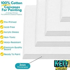 KEFF Canvases for Painting - 24 Pack Art Paint Canvas Panels Set Boards - 5x7, 8x10, 9x12, 11x14 Inches 100% Cotton Primed Painting Supplies for Acrylic, Oil, Tempera & Watercolor Paint