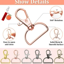 Keychain Bulk with Key Chain Swivel Hook D Rings and Slide Buckles for Handbag Purse Hardware Craft (1 Inch)