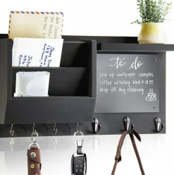 Key Holder for Wall - Mail Holder Organizer Wall Mount with Shelf - Hanging Key Rack Hanger with Hooks Decorative for Home Coat Letter Dog Leash Entryway Living Room Decor