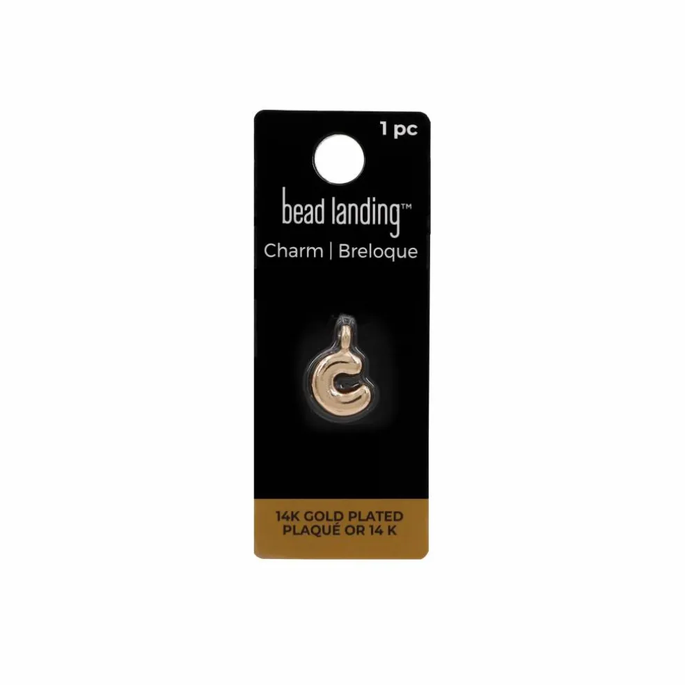 14K Gold Plated Metal Bubble Letter Charm by Bead Landing™