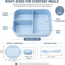 Kids Bento Lunch Box, 1150ml 3 Compartments, Blue