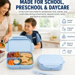 Kids Bento Lunch Box, 1150ml 3 Compartments, Blue