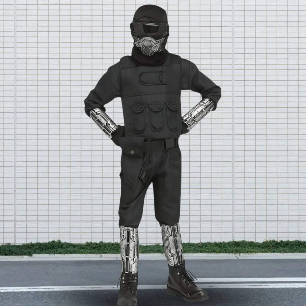 Kids Gaming Fighter Black Video Game Halloween Costume