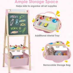 Kids 3-in-1 Adjustable Double-Sided Easel for Drawing and Painting