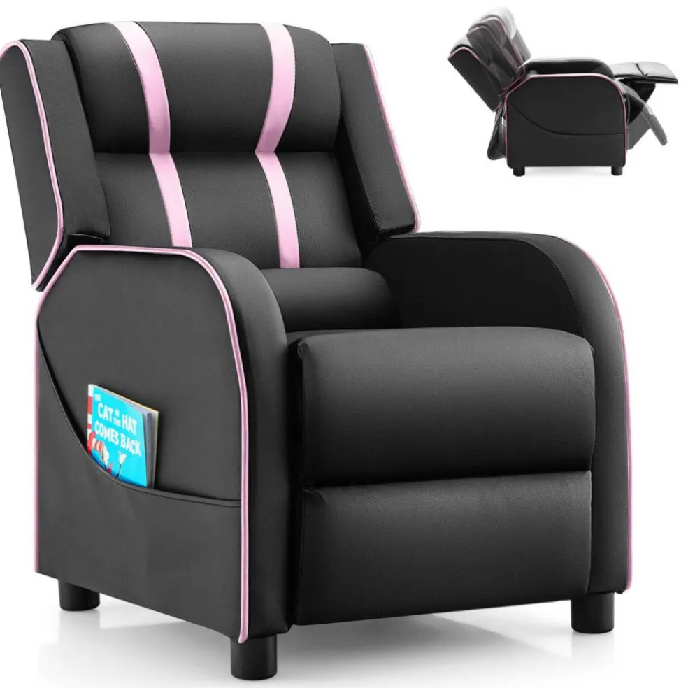 Kids Recliner Chair with Side Pockets and Footrest