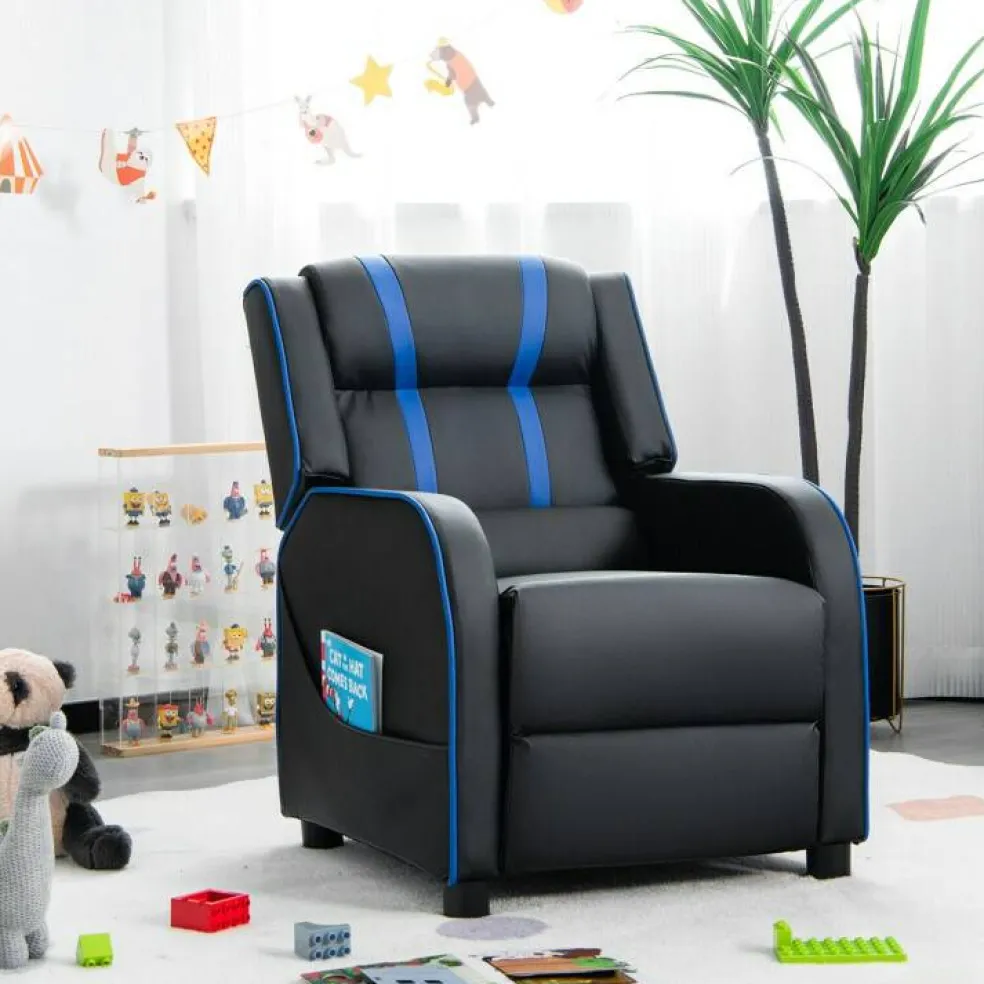 Kids Recliner Chair with Side Pockets and Footrest