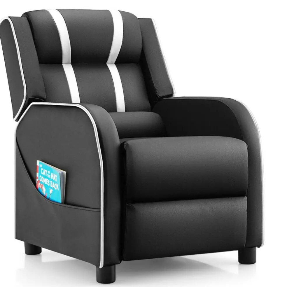 Kids Recliner Chair with Side Pockets and Footrest