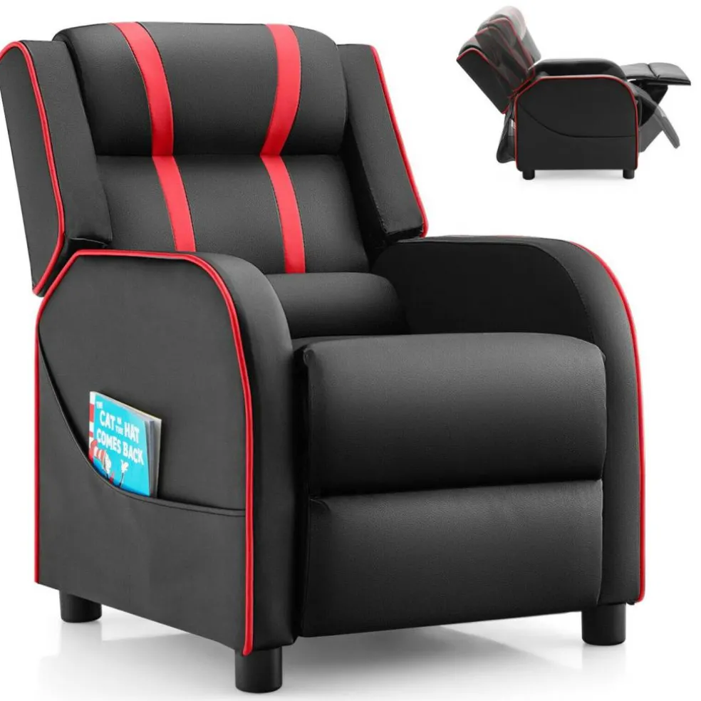 Kids Recliner Chair with Side Pockets and Footrest