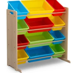 Kids Storage Organizer With 12 Plastic Bins