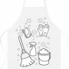 Kids White Non-Woven Cleaning Apron, 14.2" x 18.9", Printed Craft & Pretend Play Apron
