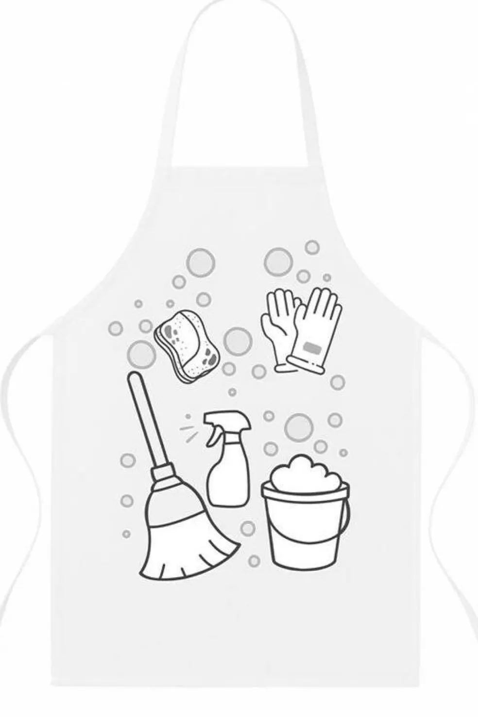 Kids White Non-Woven Cleaning Apron, 14.2" x 18.9", Printed Craft & Pretend Play Apron