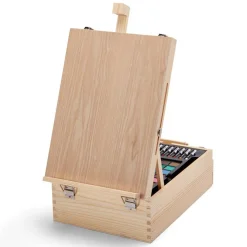 KINGART® Mixed Media Art Set, Table-Top Sketchbox Easel, 105 Pcs.
