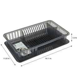 Kitchen Details Smoke Gray Large Dish Rack with Tray