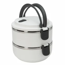Kitchen Details 2-Tier White Insulated Stainless Steel Lunch Box