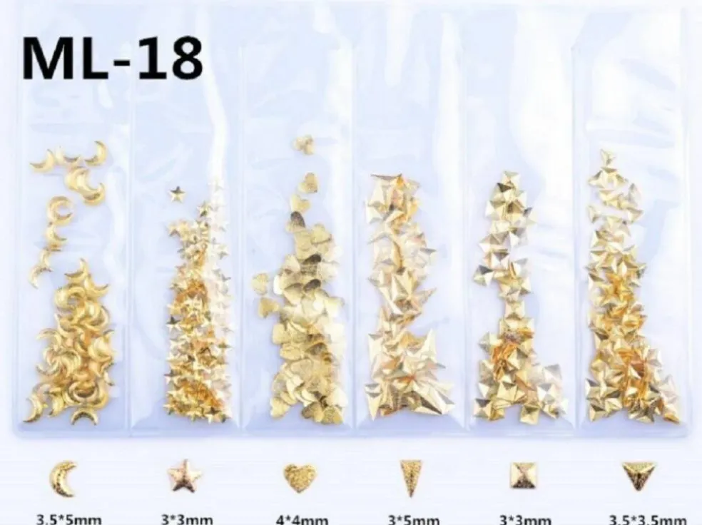 Kitcheniva 3D Ocean Rivets Gold Rhinestones Nail Art Decoration