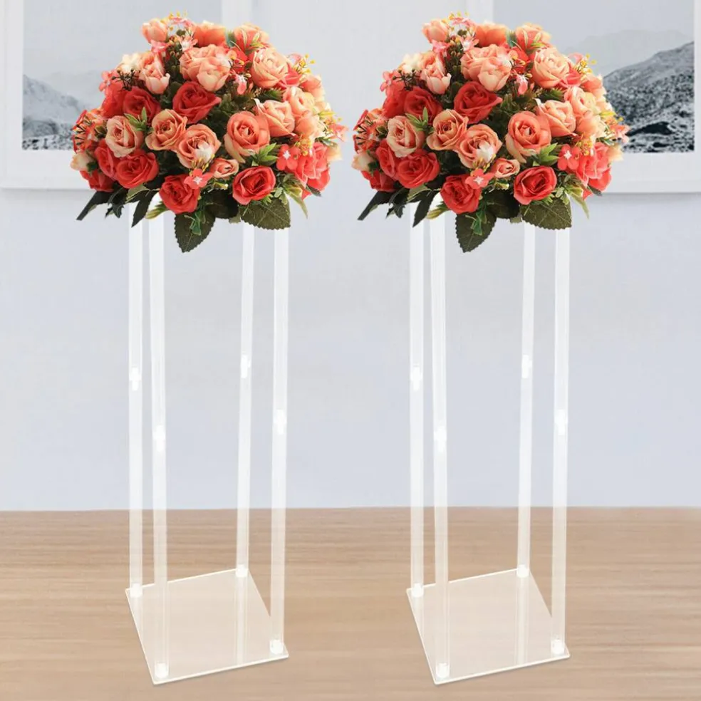 Kitcheniva Elegant Clear Acrylic Flower Stand Centerpieces Decor (2PCS 39")