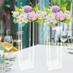 Kitcheniva Elegant Clear Acrylic Flower Stand Centerpieces Decor (2PCS 39