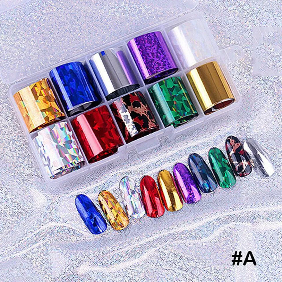 Kitcheniva Holographic Nail Foils DIY Sticker Set of 10