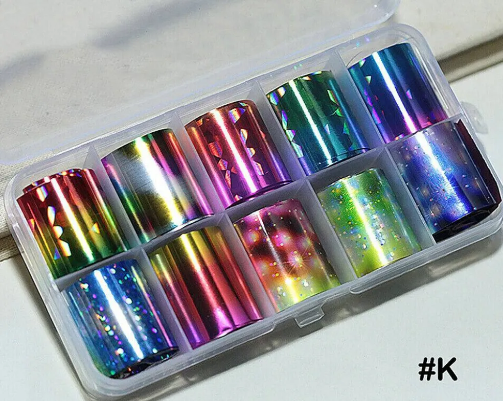 Kitcheniva Holographic Nail Foils DIY Sticker Set of 10