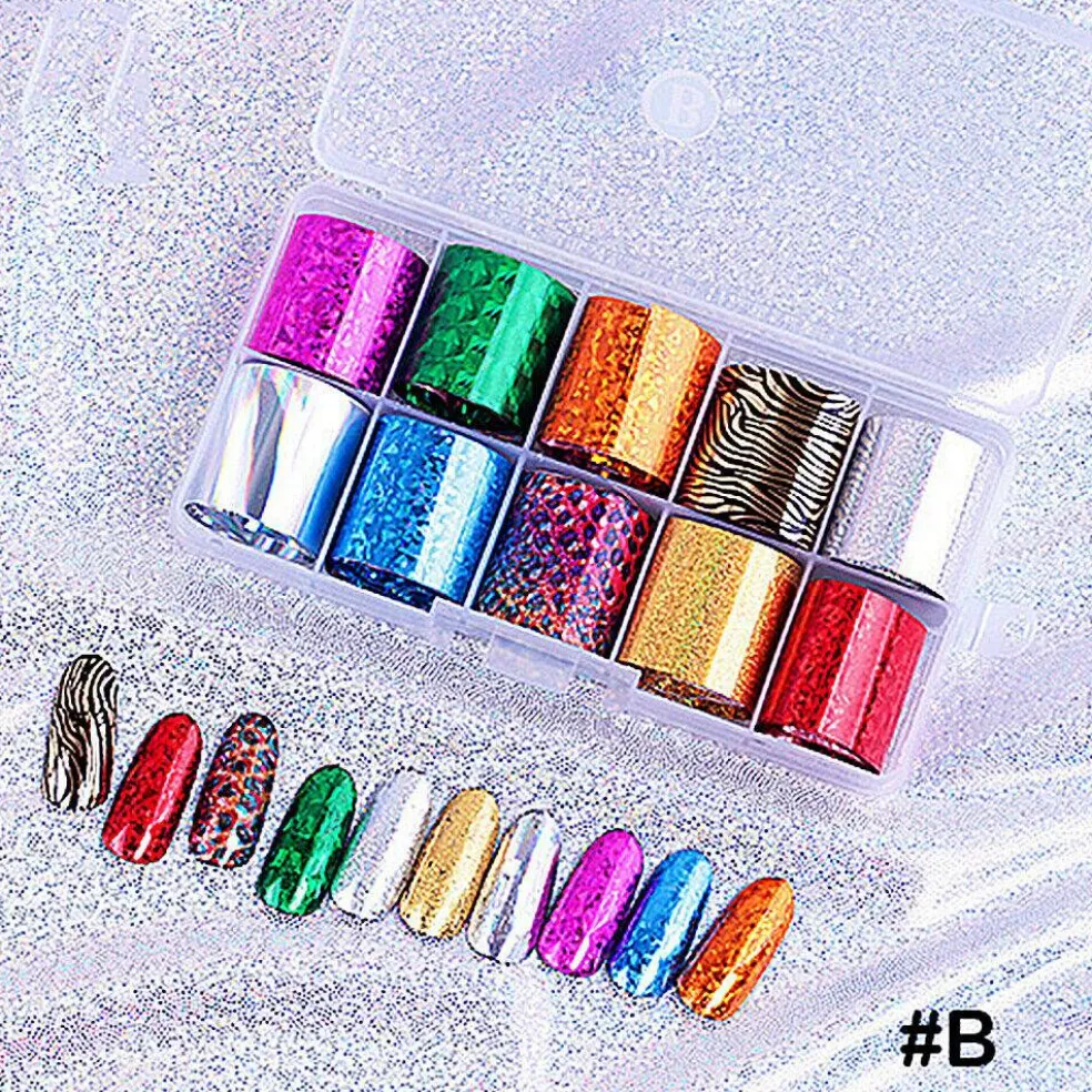 Kitcheniva Holographic Nail Foils DIY Sticker Set of 10