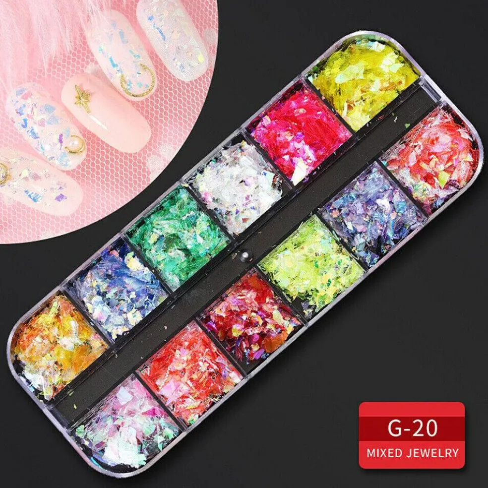Kitcheniva Nail Glitter Flakes Sequins Rhinestones Pearl Nail Art Decorations